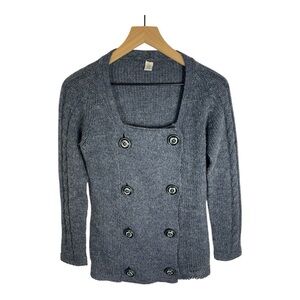 Portolano Wool Alpaca Blend Double Breasted Big Button Blue Cardigan Sz M